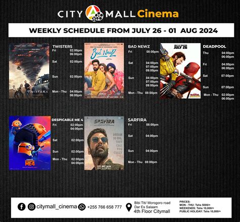 CITYMALL CINEMA WEEKLY SCHEDULE FROM 30 AUG TO .
